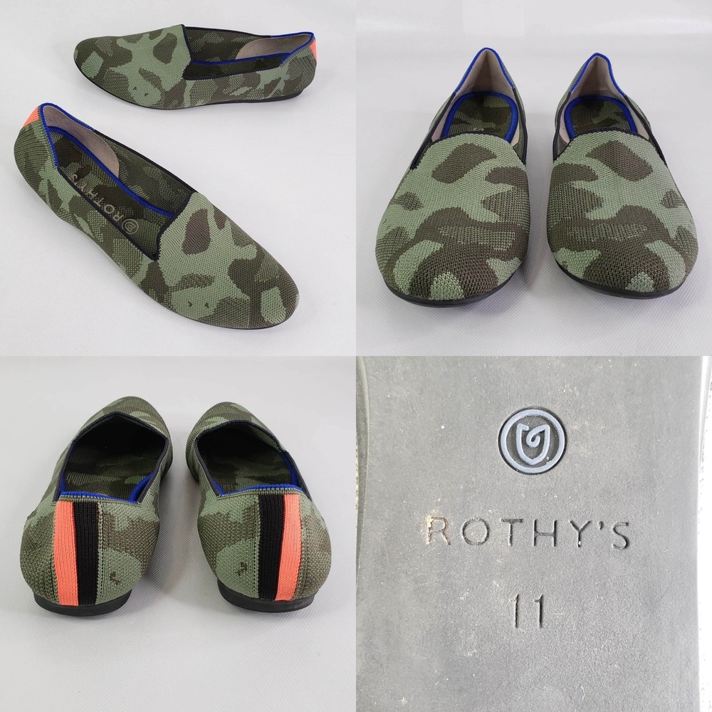Rothy's The Loafer Women's Size 11 Green Camo Knit Sustainable Slip On Flats